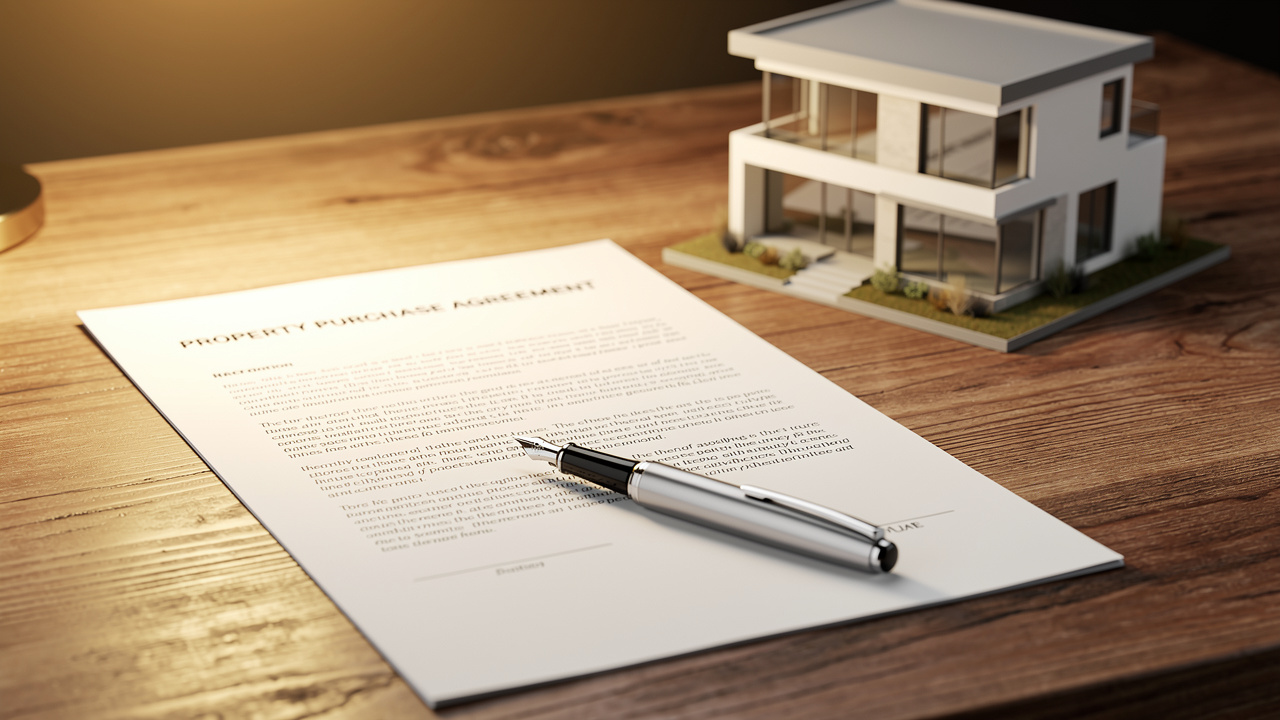 Contratto preliminare immobiliare con elementi essenziali sul tavolo