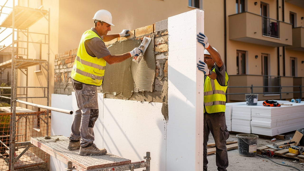 Installazione cappotto termico su pareti esterne edificio