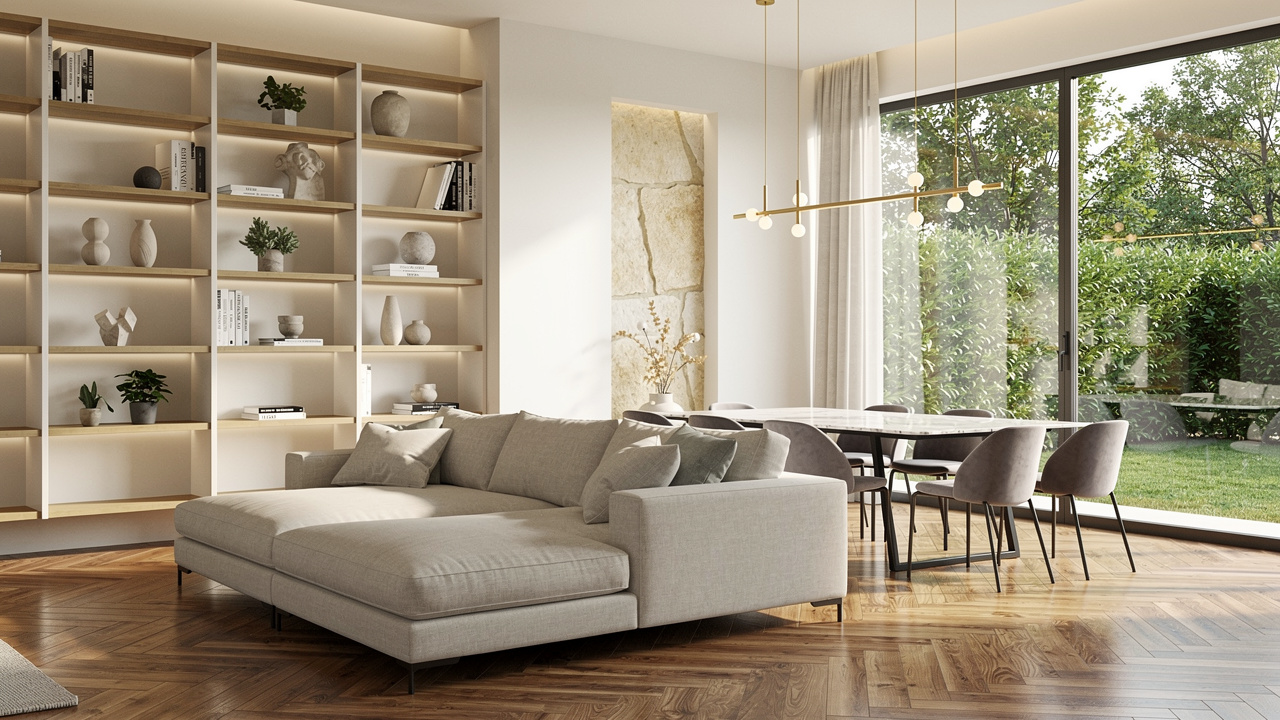 Soggiorno moderno personalizzato con finiture di pregio ad Ancona
