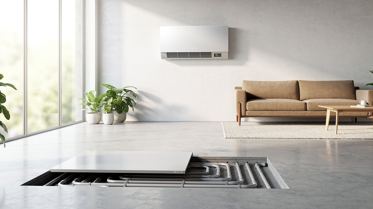 Impianto radiante e pompa di calore in casa nZEB