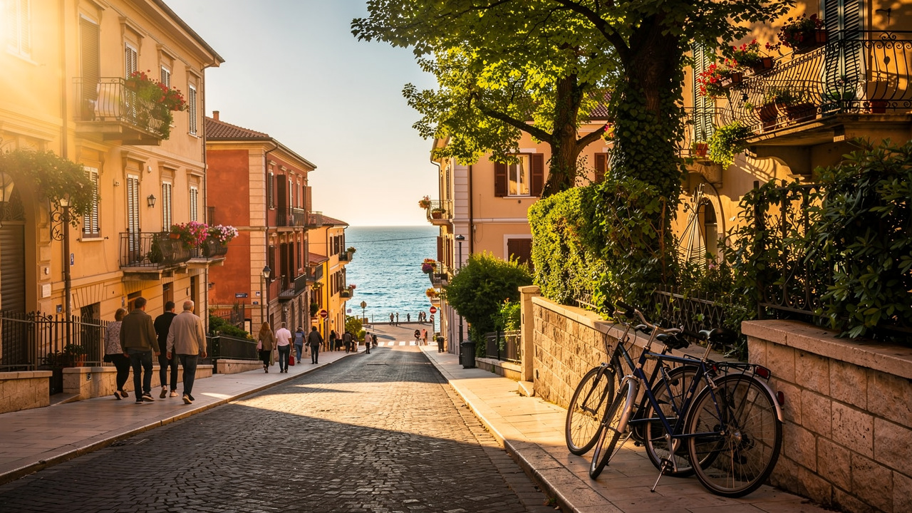 Viale alberato elegante nel Quartiere Adriatico di Ancona
