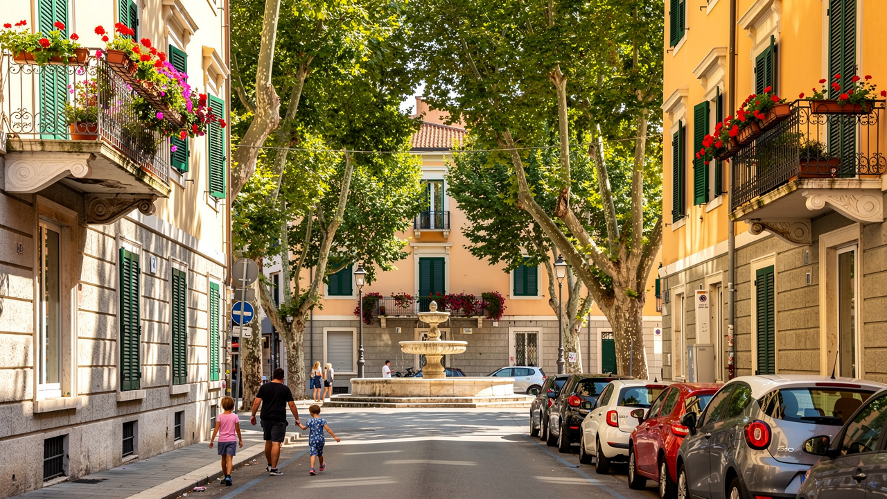 Quartiere residenziale di Ancona con palazzi e verde