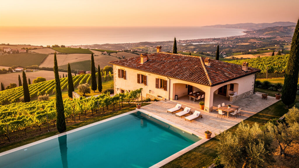 casa con piscina marche